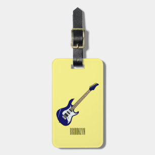 Electric guitar cartoon illustration luggage tag