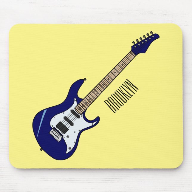 Electric guitar cartoon illustration mouse mat (Front)