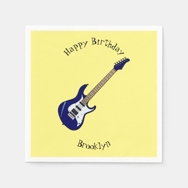 Electric guitar cartoon illustration napkin (Front)