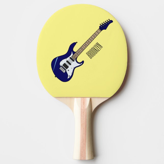 Electric guitar cartoon illustration ping pong paddle (Front)