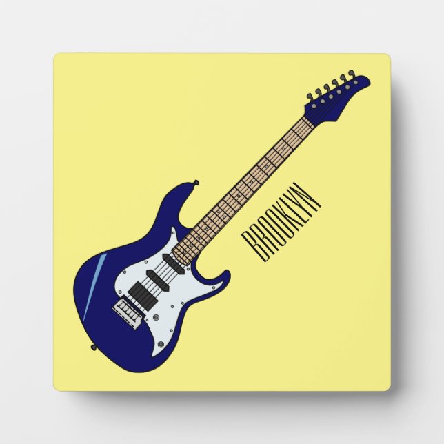 Electric guitar cartoon illustration plaque (Front)