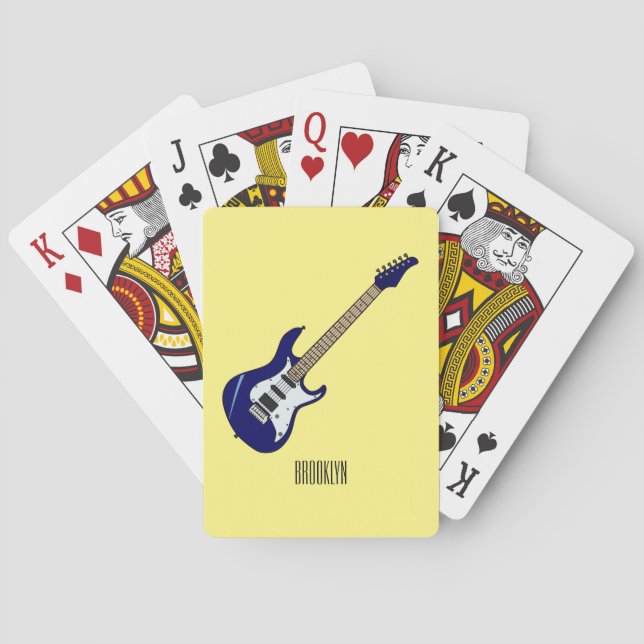 Electric guitar cartoon illustration playing cards (Back)