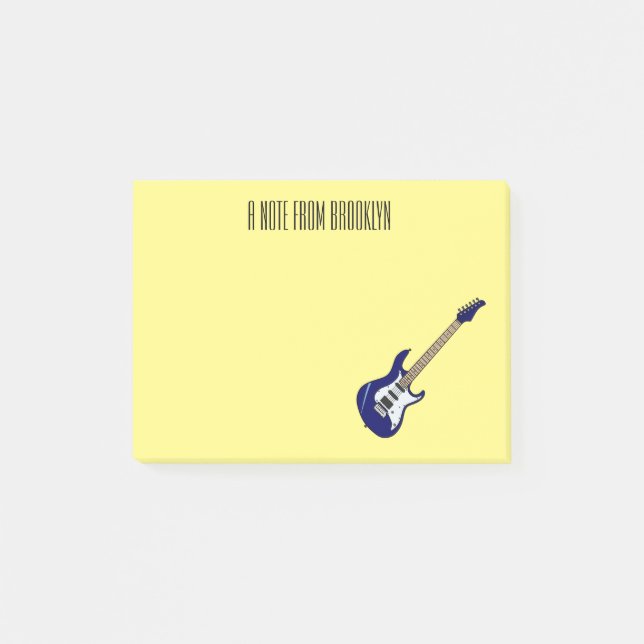 Electric guitar cartoon illustration post-it notes (Front)