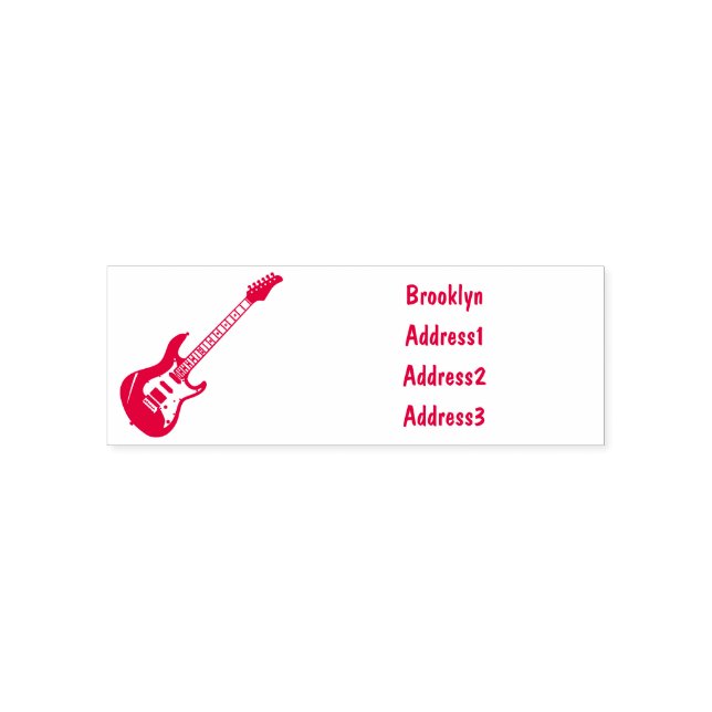 Electric guitar cartoon illustration self-inking stamp (Design)