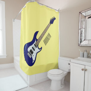 Electric guitar cartoon illustration shower curtain