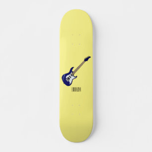 Electric guitar cartoon illustration skateboard