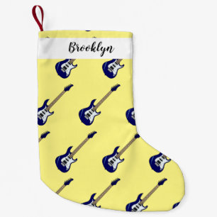 Electric guitar cartoon illustration small christmas stocking