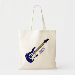 Electric guitar cartoon illustration tote bag