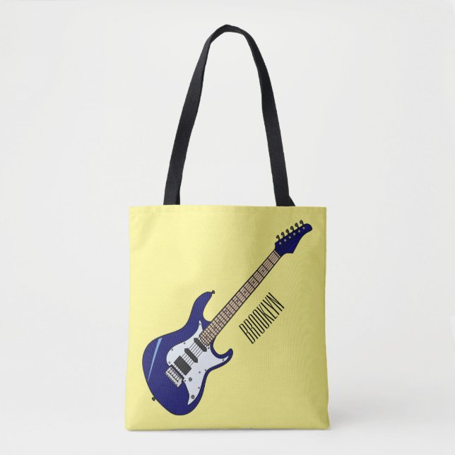 Electric guitar cartoon illustration tote bag (Front)