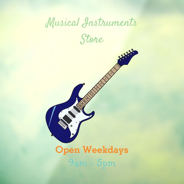 Electric guitar cartoon illustration window cling (Sheet 3)