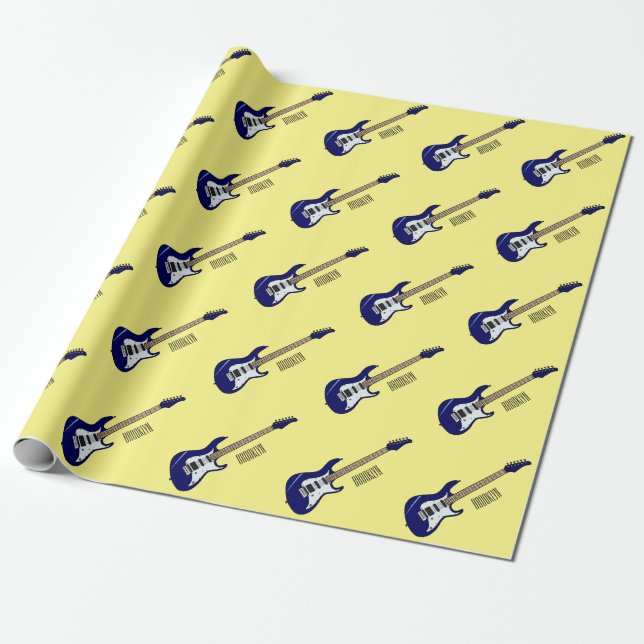 Electric guitar cartoon illustration wrapping paper (Unrolled)