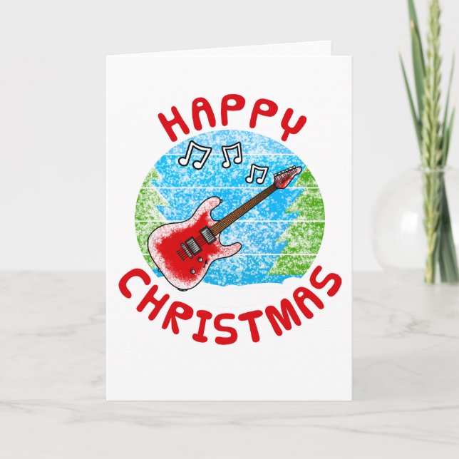 Electric Guitar Christmas Card Guitarist Musician (Front)