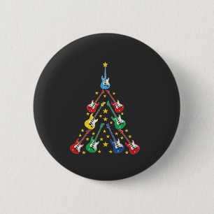Electric Guitar Christmas Tree Music Lovers   6 Cm Round Badge