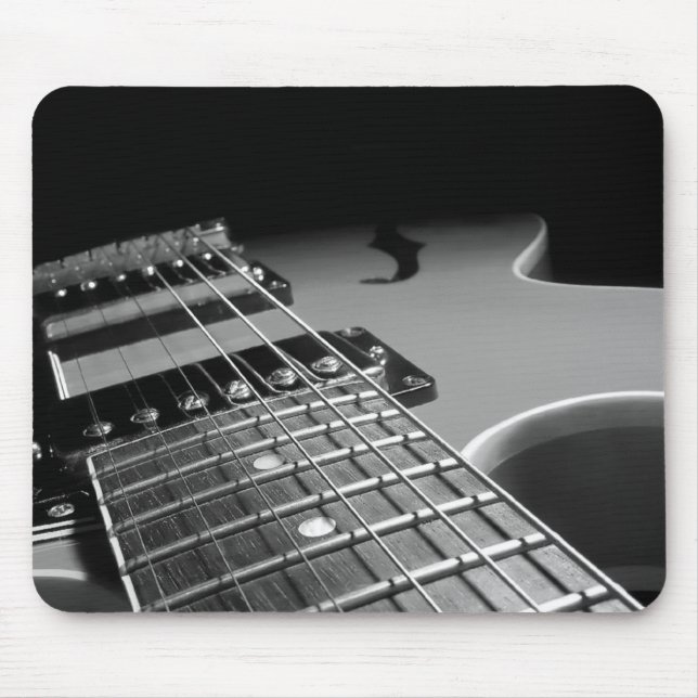Electric Guitar Close Up - Grey B&W Mouse Mat (Front)