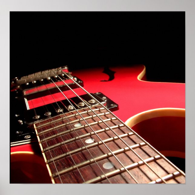 Electric Guitar Close Up - Original Red Poster (Front)