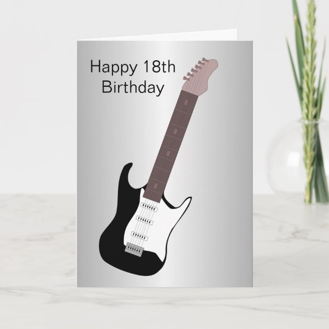 Electric Guitar Design Personalised 18th Birthday Card (Front)