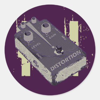 Electric Guitar Distortion Pedal  Classic Round Sticker