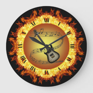 Electric Guitar~Fire Creation #3~From The Crucible Large Clock