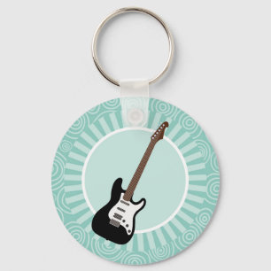 Electric Guitar Fun Turquoise Swirl Music Key Ring