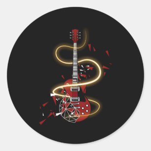Electric Guitar Guitarist Classic Round Sticker