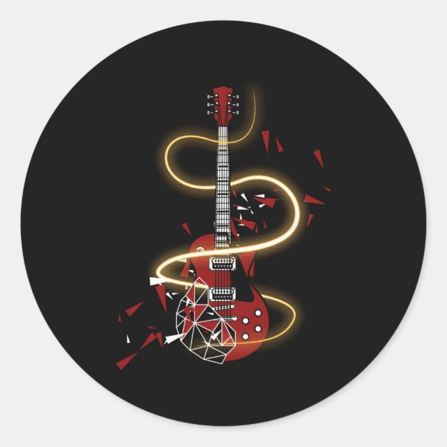 Electric Guitar Guitarist Classic Round Sticker (Front)