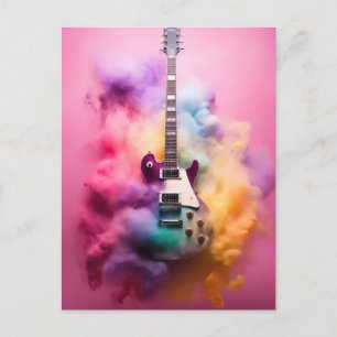 electric guitar in a color cloud postcard