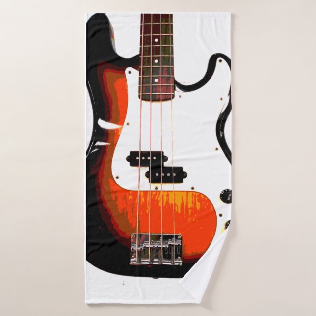 Electric Guitar in Black Bath Towel (Bath Towel)