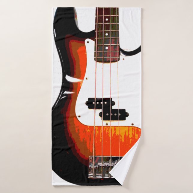 Electric Guitar in Black Bath Towel (Bath Towel)