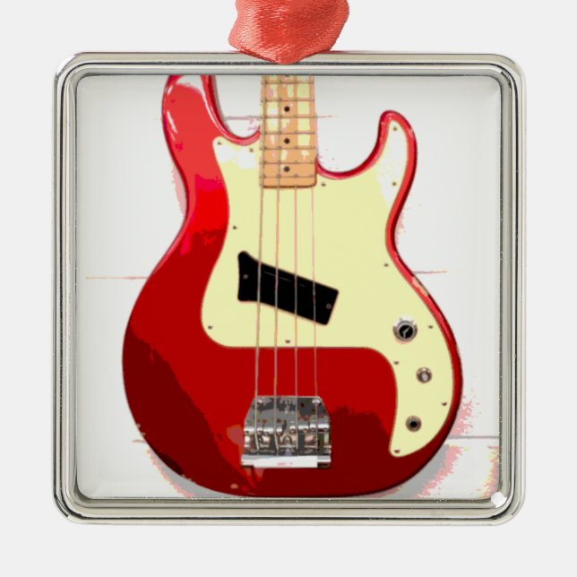 Electric Guitar in Red Metal Tree Decoration (Front)