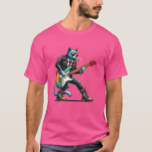 Electric Guitar Kitten Music Lover Rock Guitarist  T-Shirt