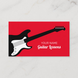 Electric guitar lessons business card template