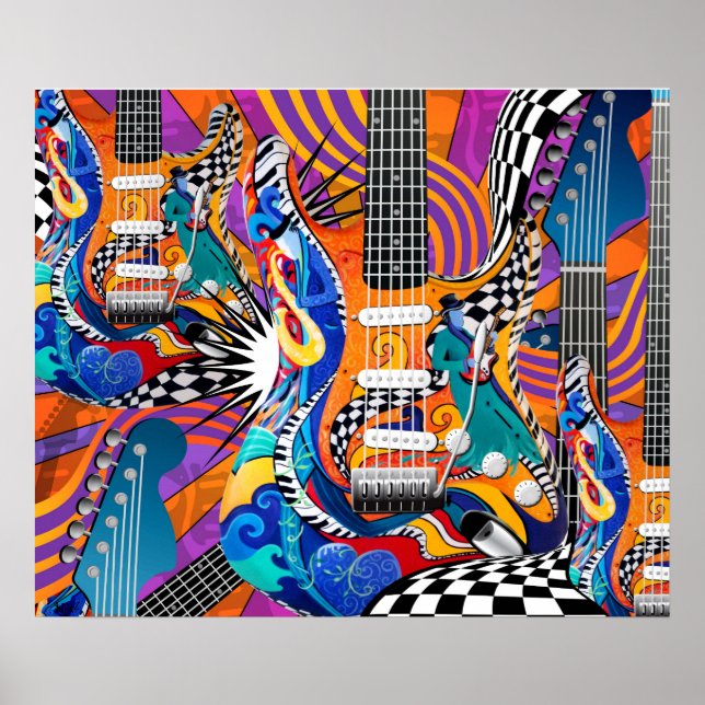 Electric Guitar Music Pop Art 60's Jokers Wild Poster (Front)