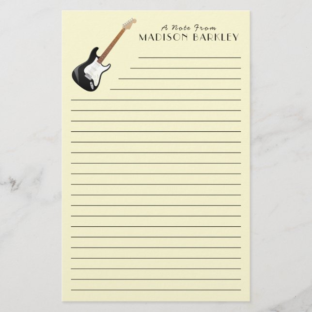 Electric Guitar Musician Music Teacher Stationery (Front)
