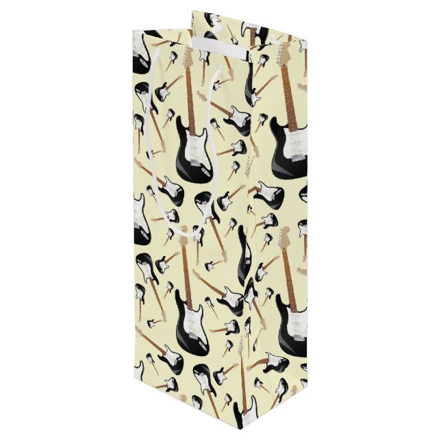 Electric Guitar Musician Music Teacher Wine Gift Bag (Back Angled)
