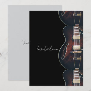 Electric Guitar On Black Invitation