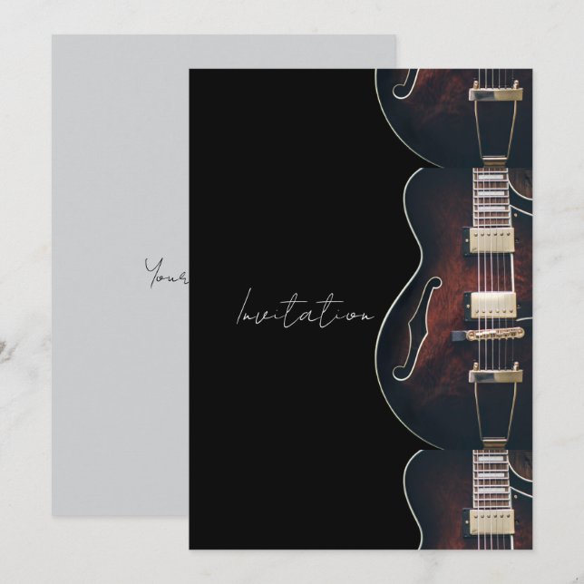 Electric Guitar On Black Invitation (Front/Back)