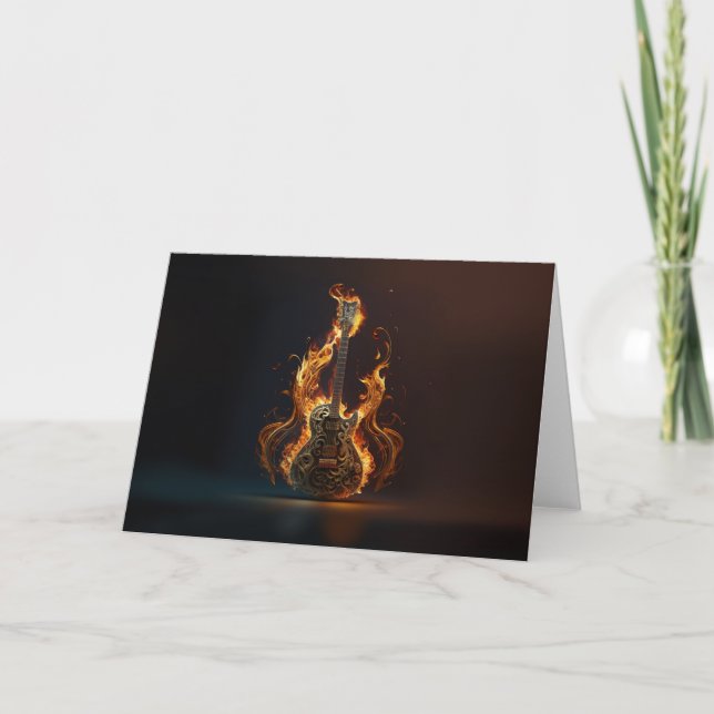 Electric guitar on fire                       card (Front)