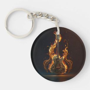 Electric guitar on fire                            key ring