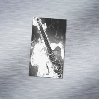 Electric Guitar on Fire Magnetic Business Card