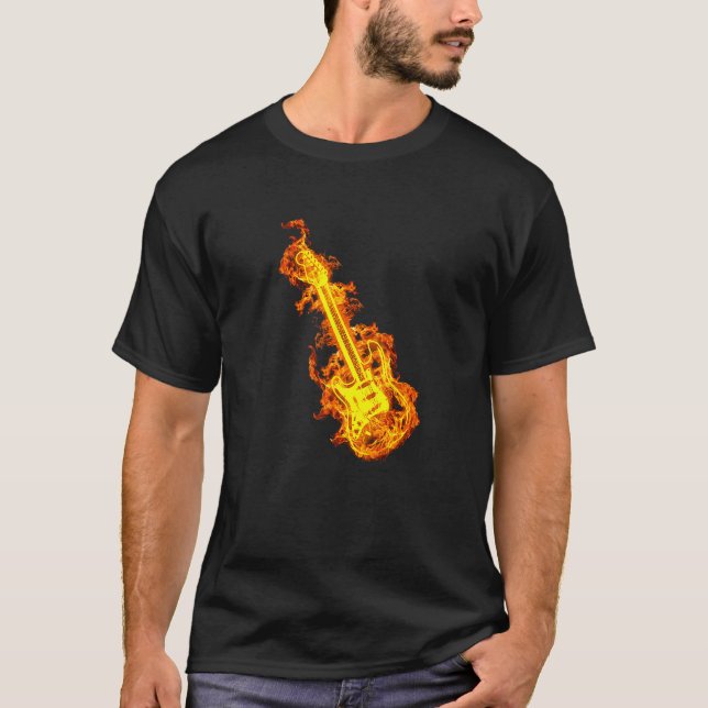 Electric Guitar On Fire Rock Guitar  Premium T-Shirt (Front)
