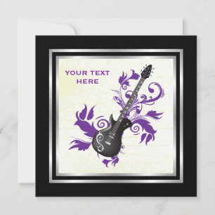 Electric guitar on purple leaves custom products invitation