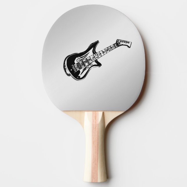 Electric Guitar on Silver Ping Pong Paddle (Back)