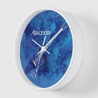 Electric Guitar Outline Blue Paint Splats