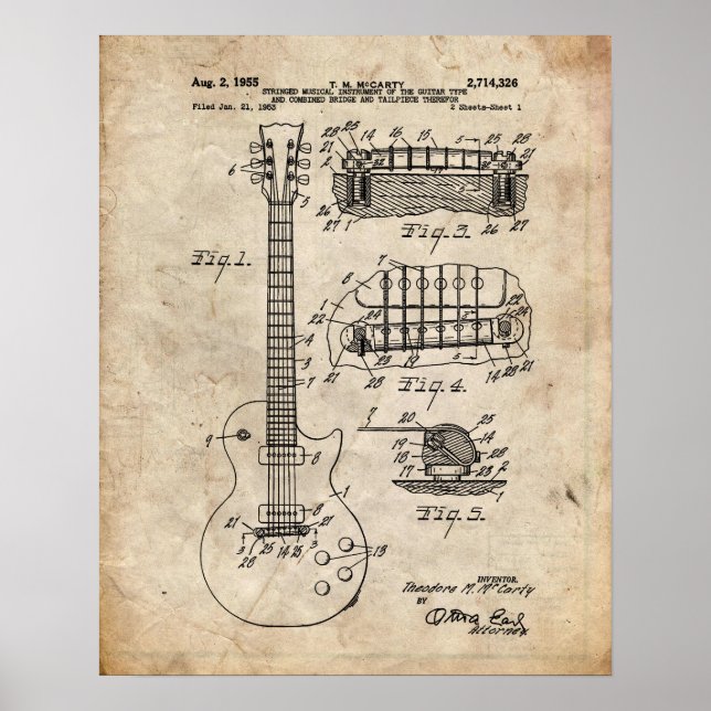 Electric Guitar Patent Poster (Front)