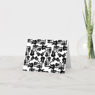 Electric Guitar Pattern Music Themed CUSTOM COLOR Thank You Card