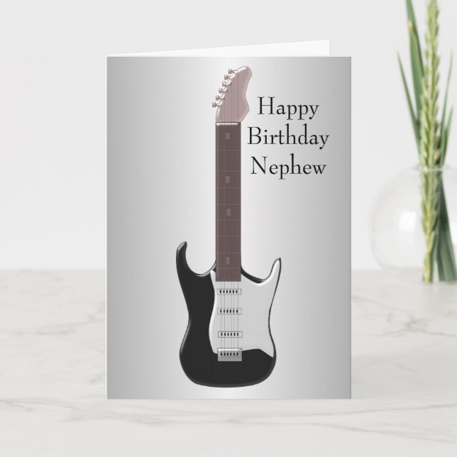 Electric Guitar Personalised Nephew Birthday Card (Front)