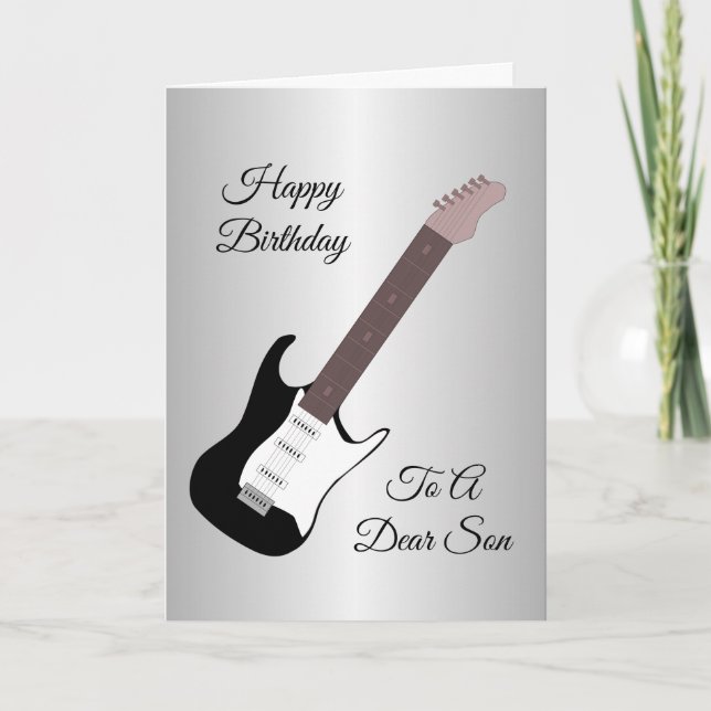 Electric Guitar Personalised Son Birthday Card (Front)