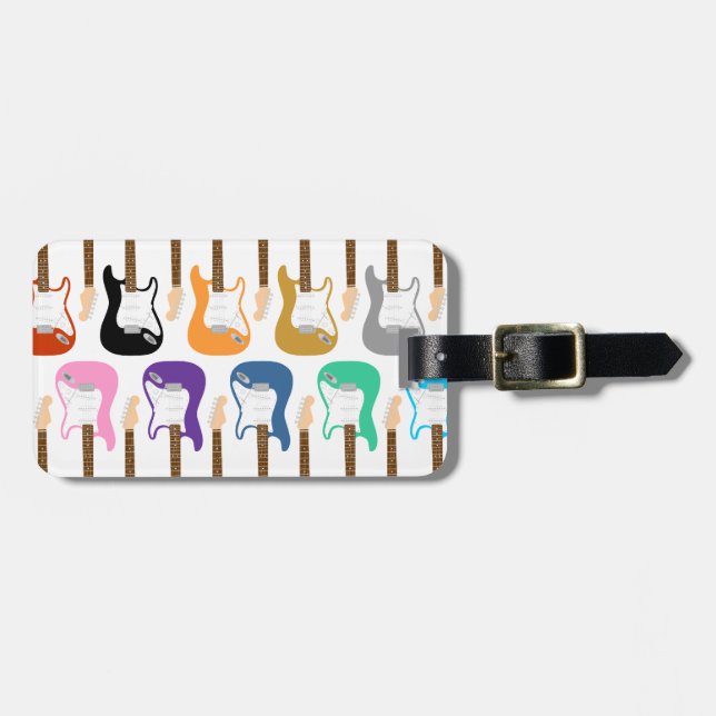 Electric Guitar Pop Art Luggage Tag (Front Horizontal)