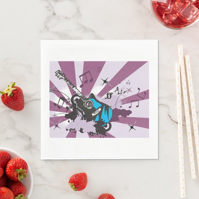 Electric Guitar Pop Art Music Rock Grunge Napkin (Creator Uploaded)