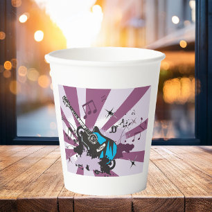 Electric Guitar Pop Art Music Rock Grunge Paper Cups